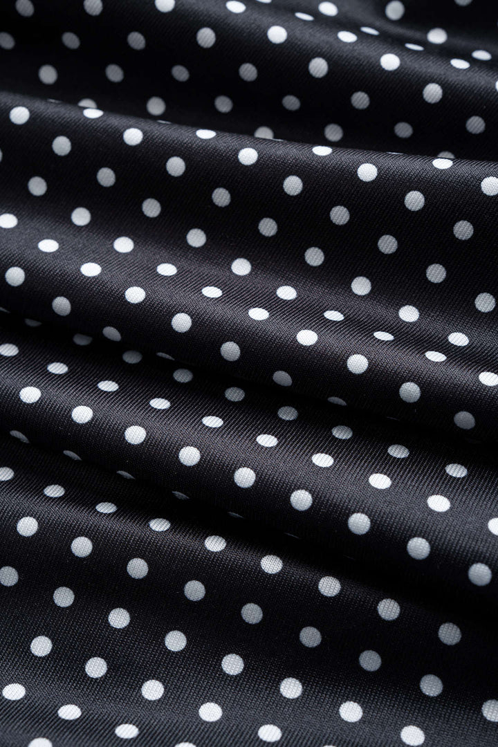 Polka Dots Print V-Neck 3D Flower Slip Sleeveless Maxi Dress