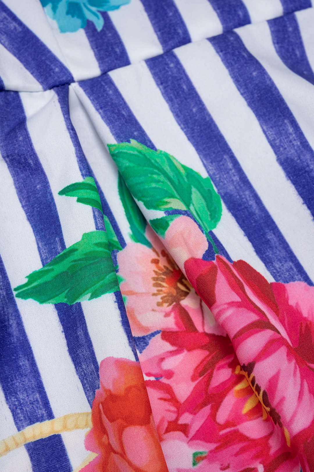 Floral Stripes Print Sleeveless Maxi Dress