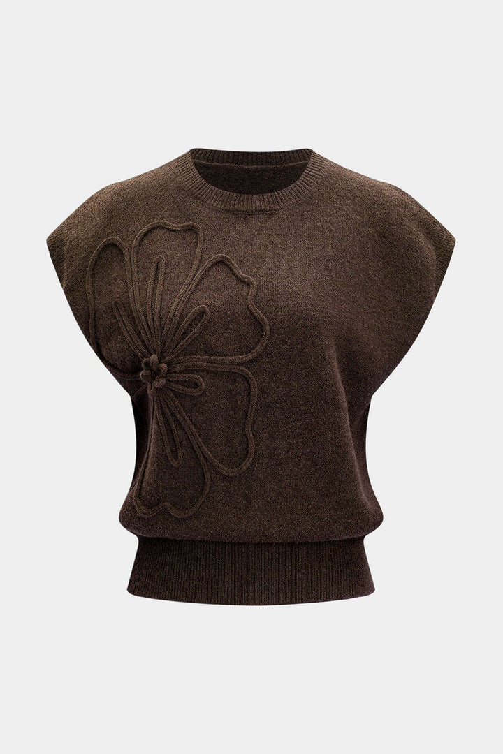 Knit 3D Flower Embroidery Tank Top