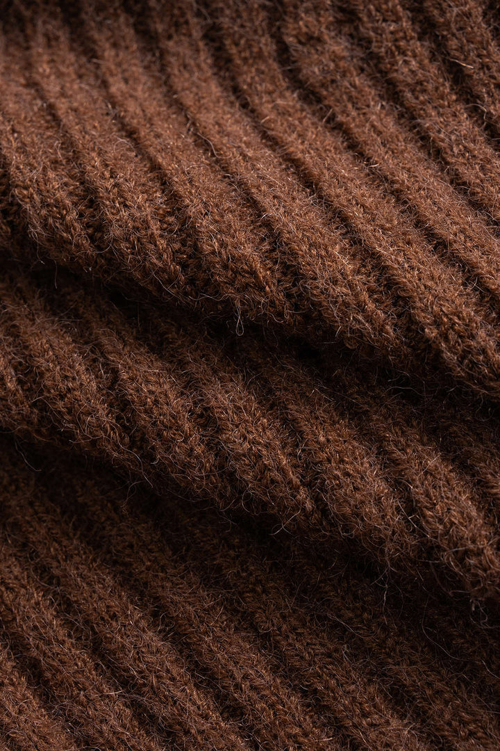 Knit Asymmetrical Ribbed Long-Sleeve Top