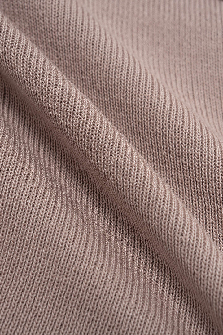 Knit V-Neck Twist Knot Ruched Short-Sleeve Top