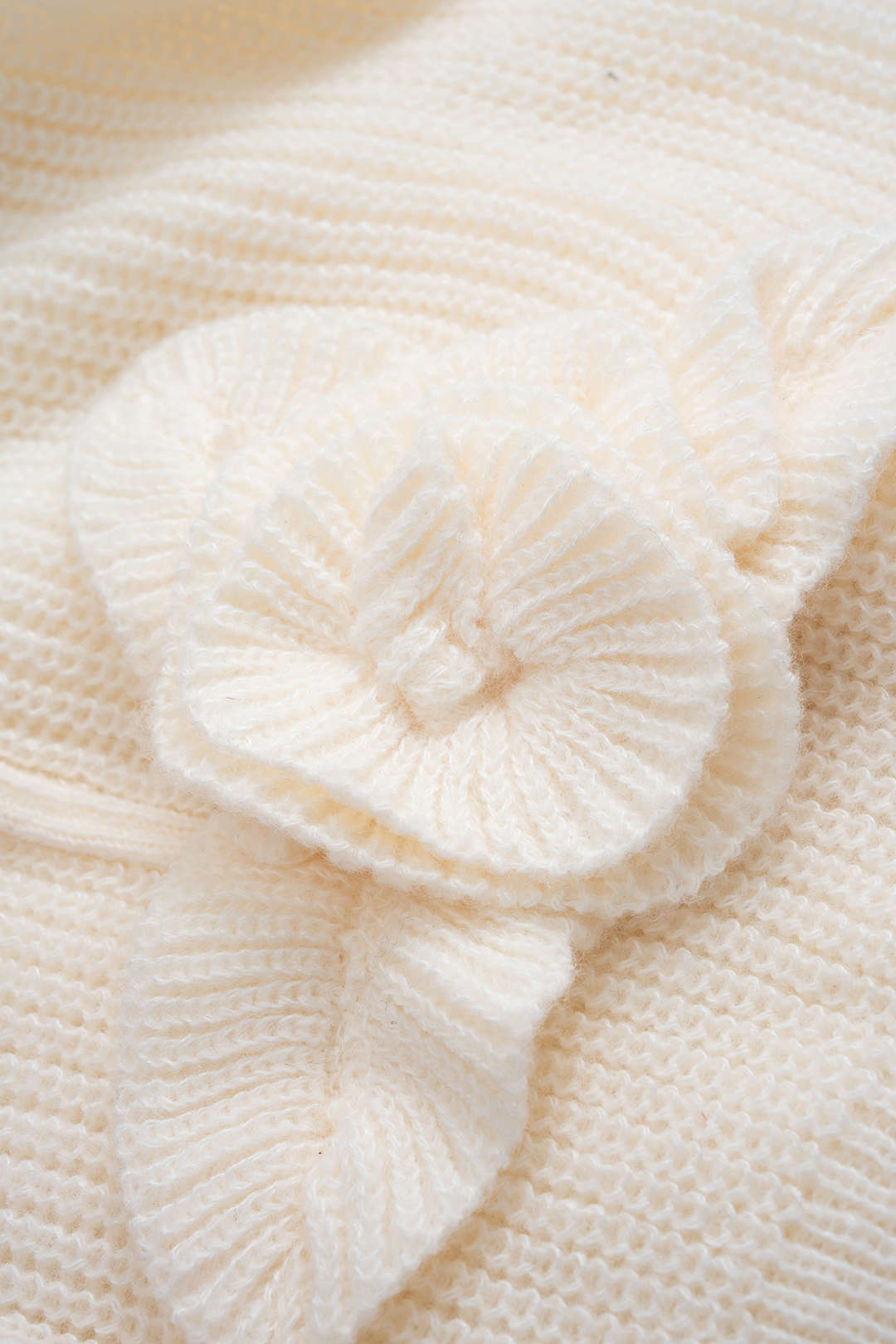Wool 3D Floral V-Neck Cardigan