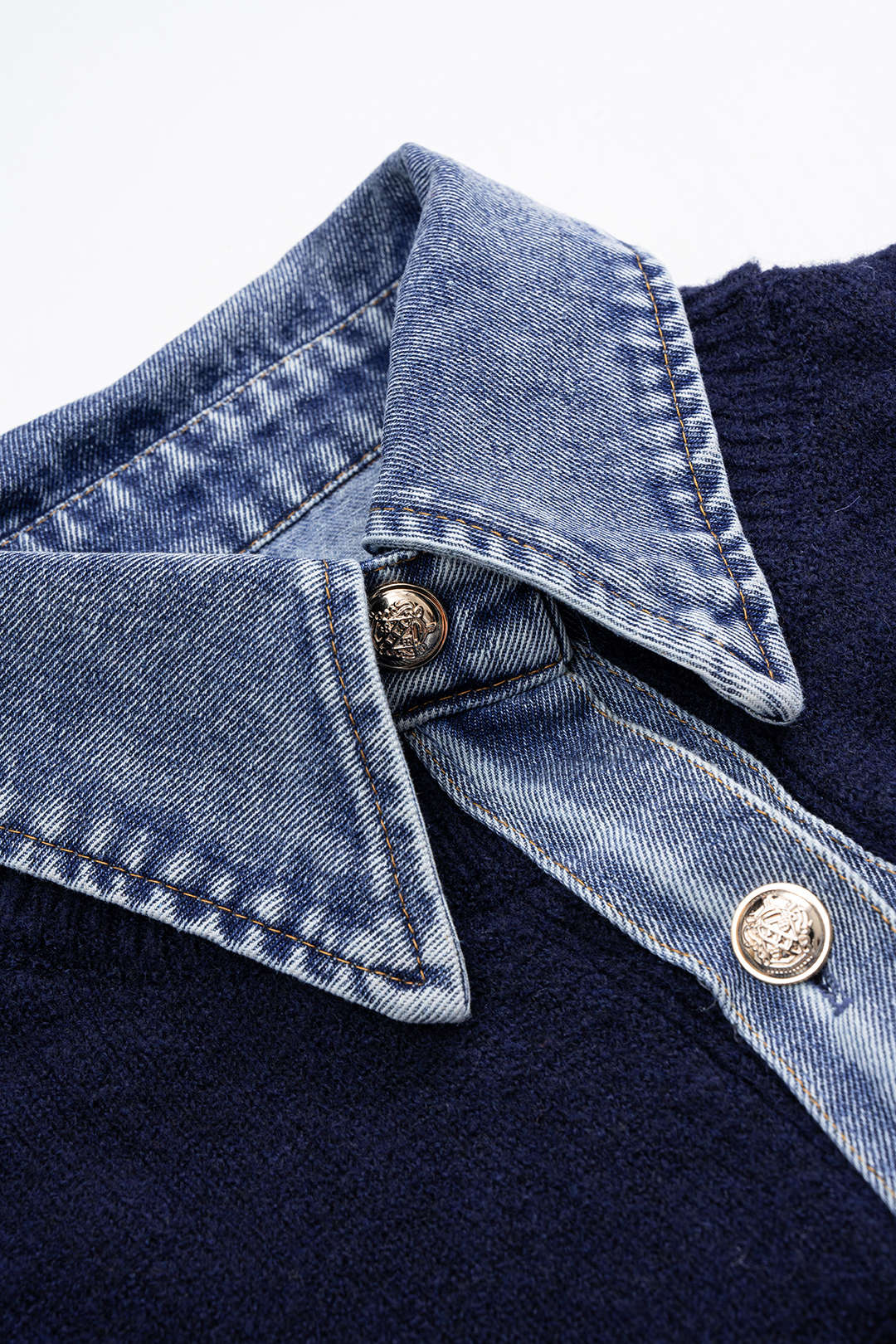Knit Denim Patchwork Cardigan