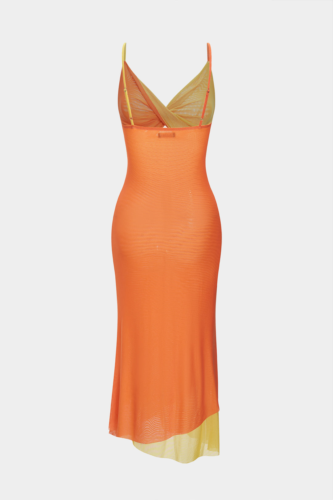 Mesh Patchwork Slip Sleeveless Twist Knot Maxi Dress
