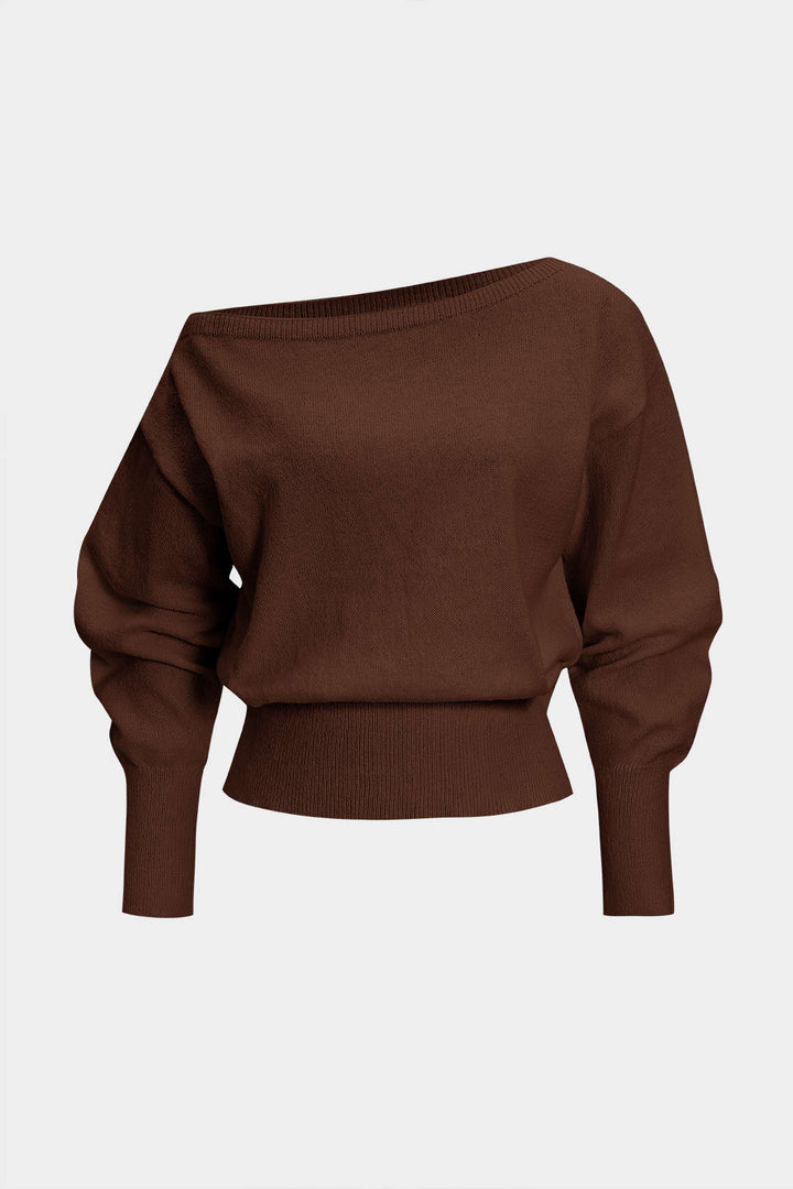 Knit Asymmetrical Long-Sleeve Top