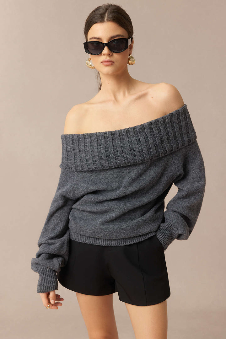 Knit Off Shoulder Long-Sleeve Top