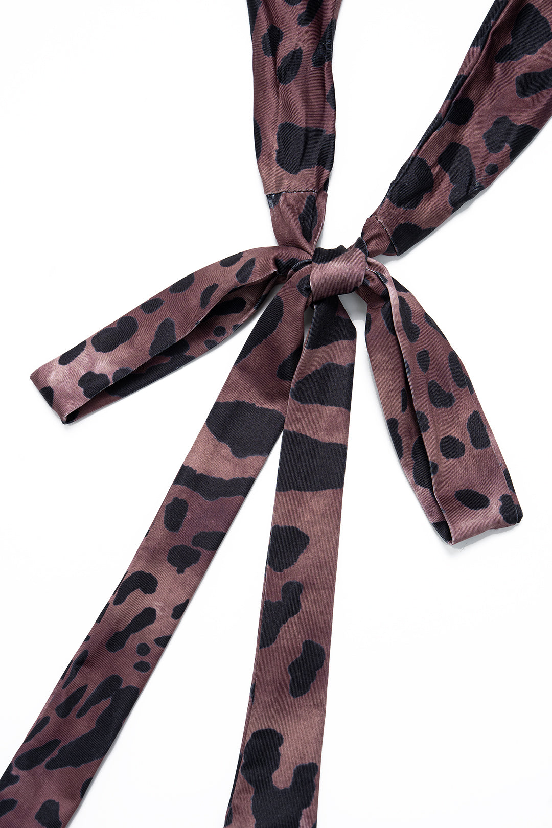 Leopard Print Halter Neck Backless Tie-Up Sleeveless Maxi Dress