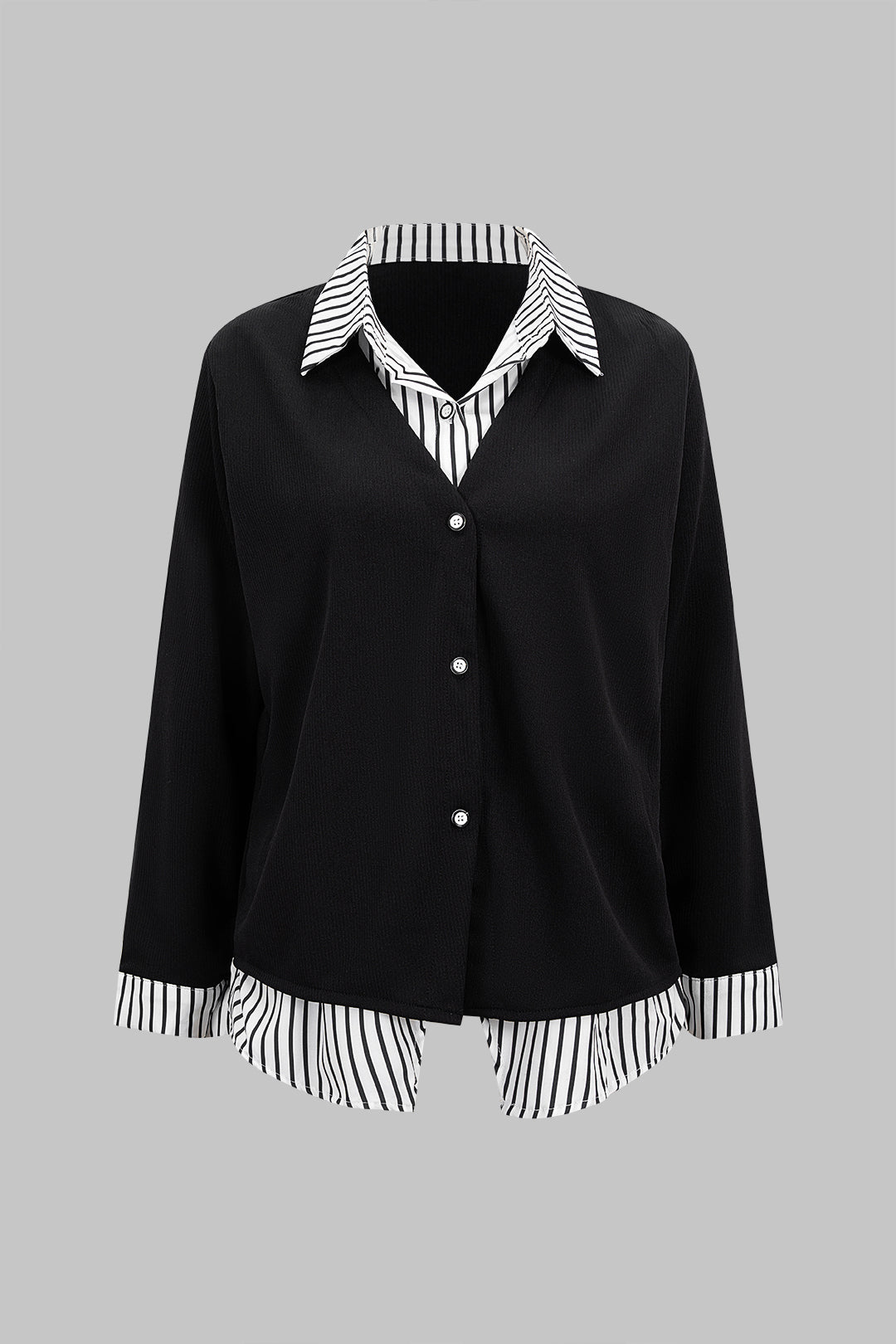 Knit Striped Patchwork Long-Sleeve Top