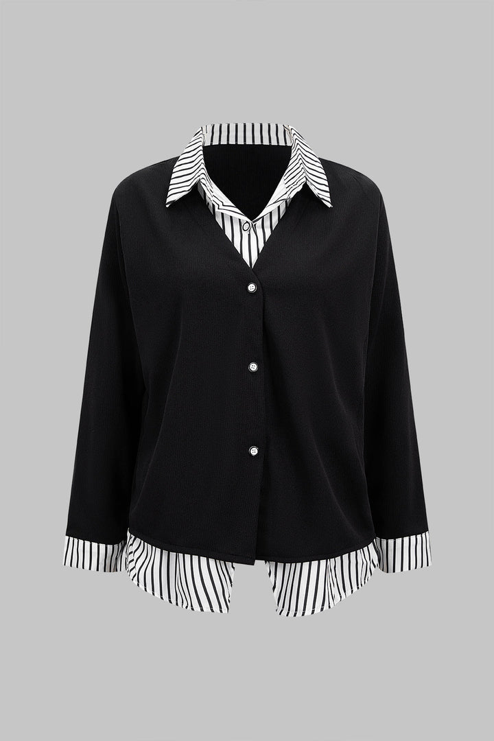 Knit Striped Patchwork Long-Sleeve Top