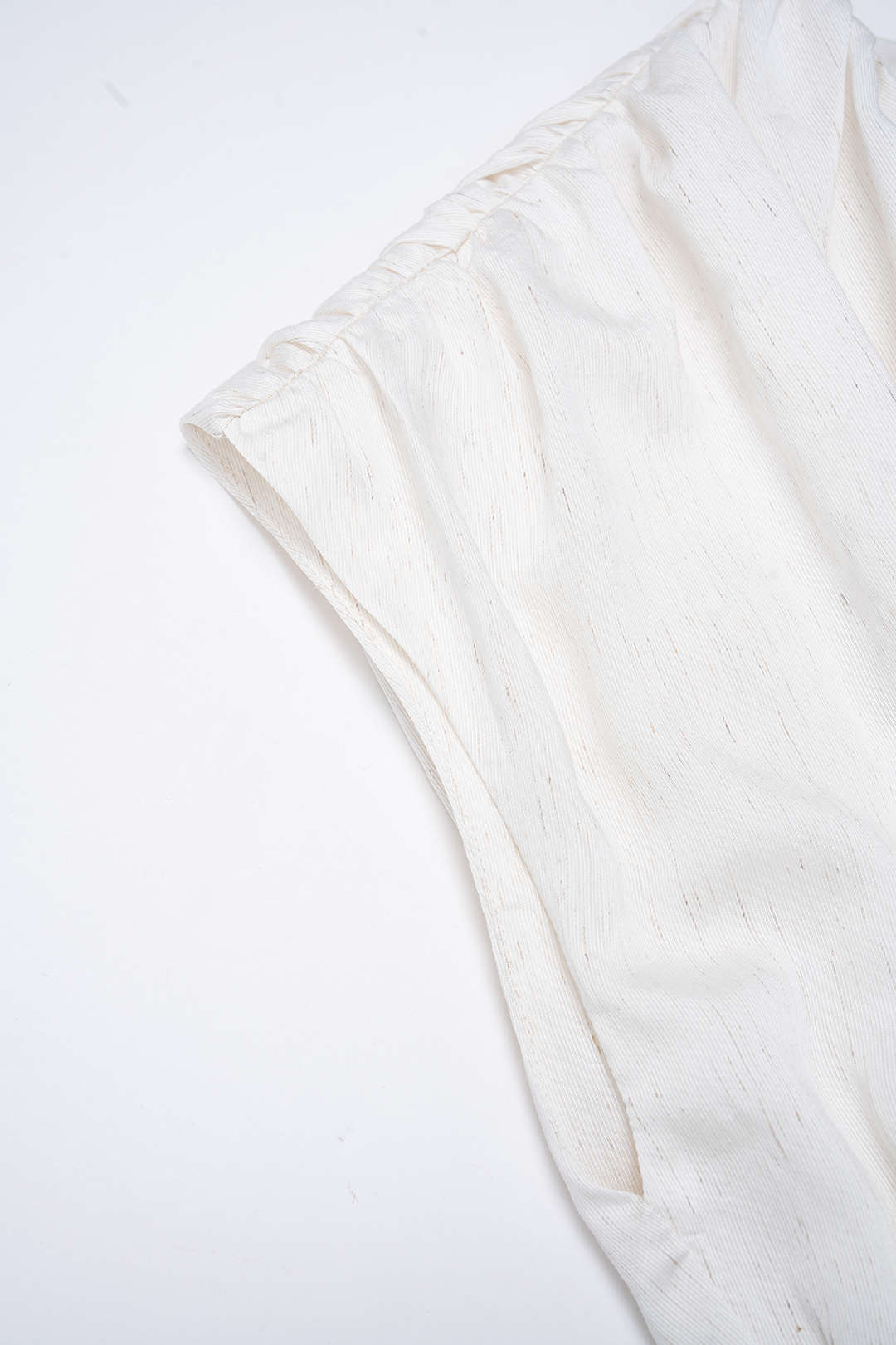 Linen Round Neck Ruched Backless Sleeveless Maxi Dress