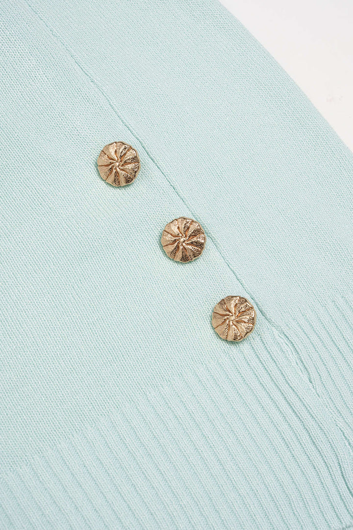 Knit Round Neck Metallic Button Tank Top