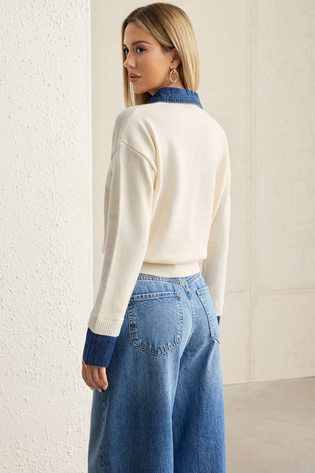 Sweater Patchwork Long-Sleeve Top