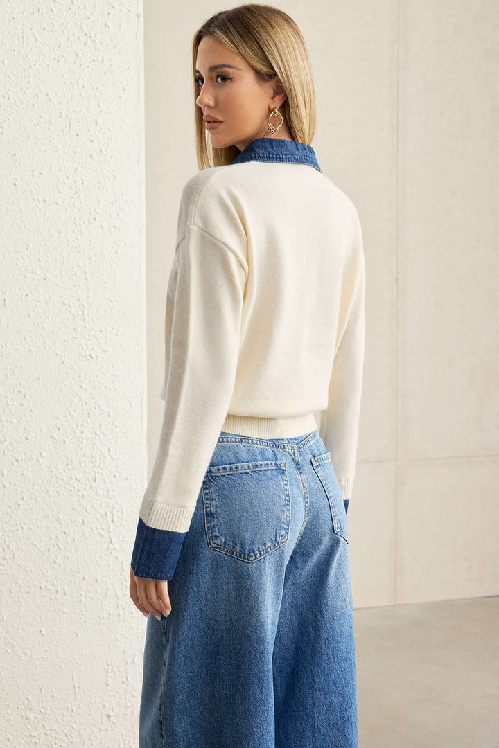 Sweater Patchwork Long-Sleeve Top