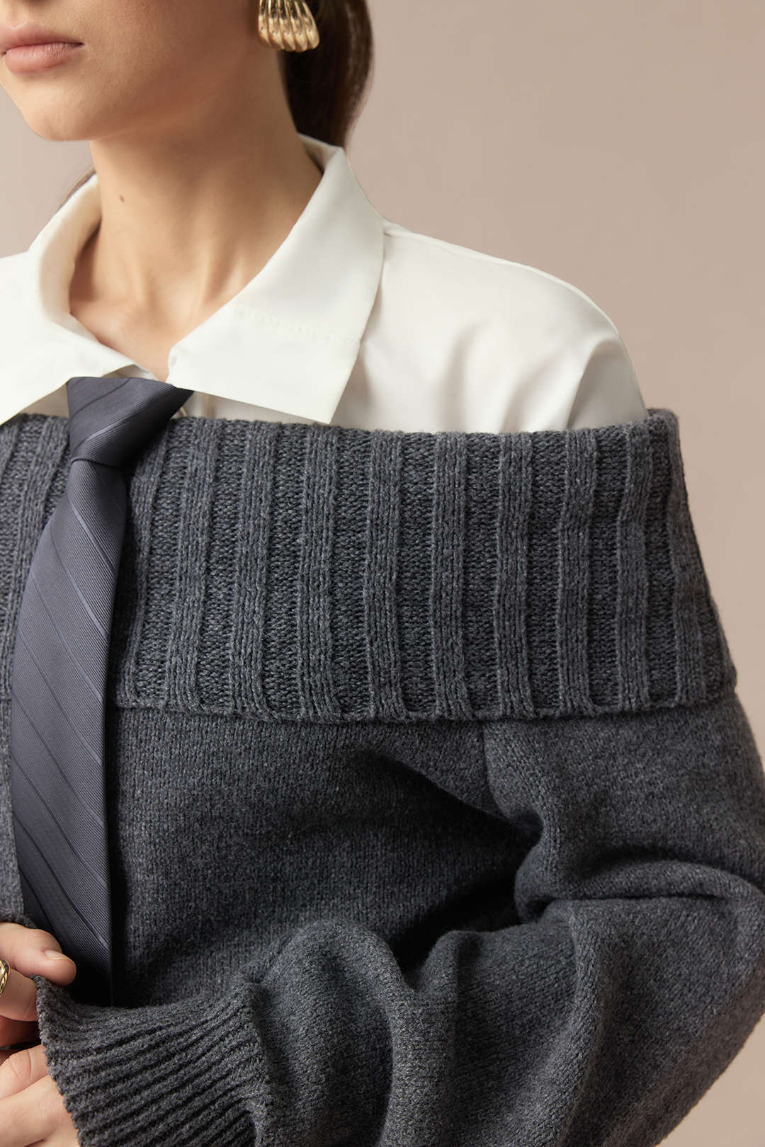 Knit Off Shoulder Long-Sleeve Top