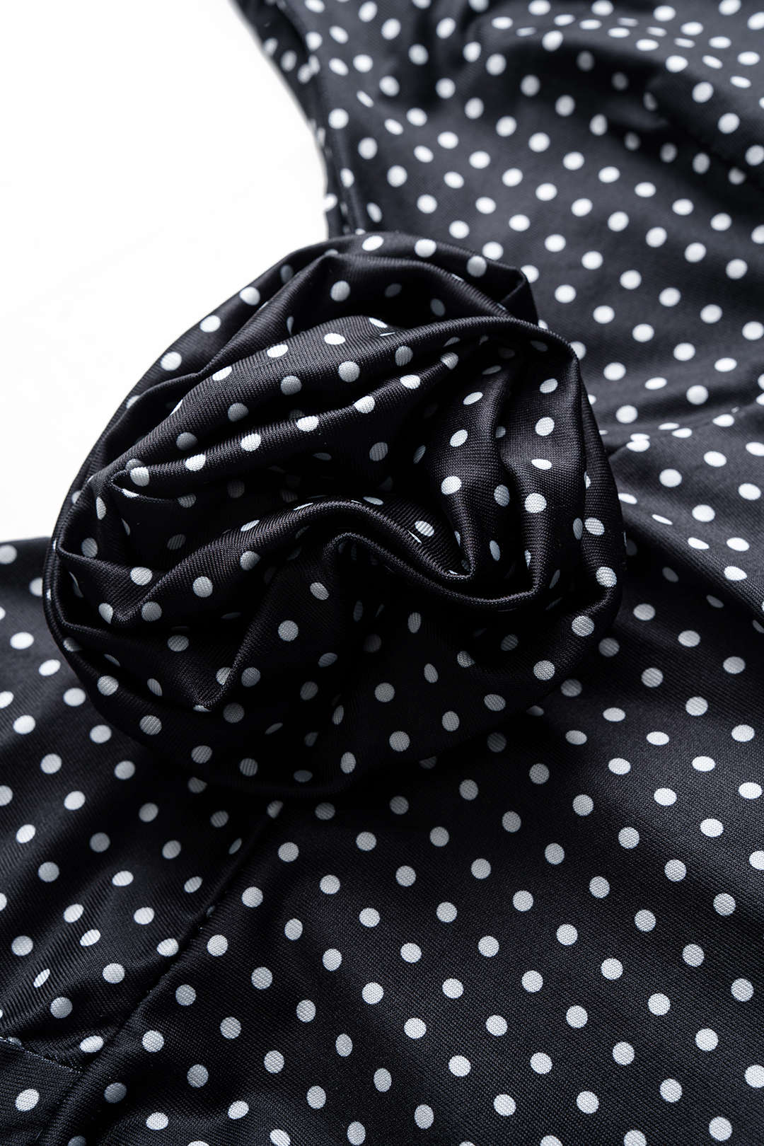 Polka Dots Print V-Neck 3D Flower Slip Sleeveless Maxi Dress