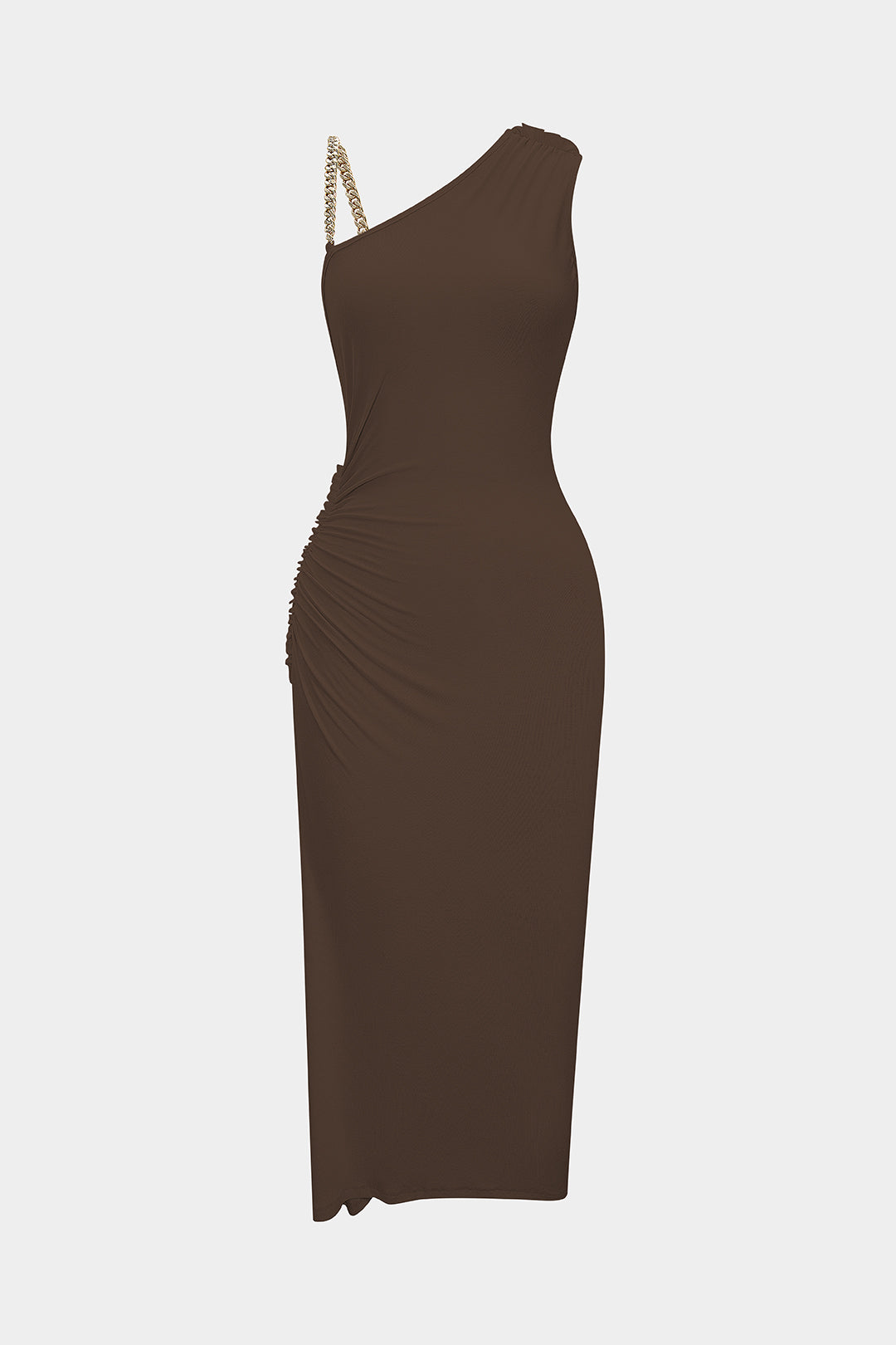 Ruched Asymmetrical Twist Knot Slit Sleeveless Maxi Dress