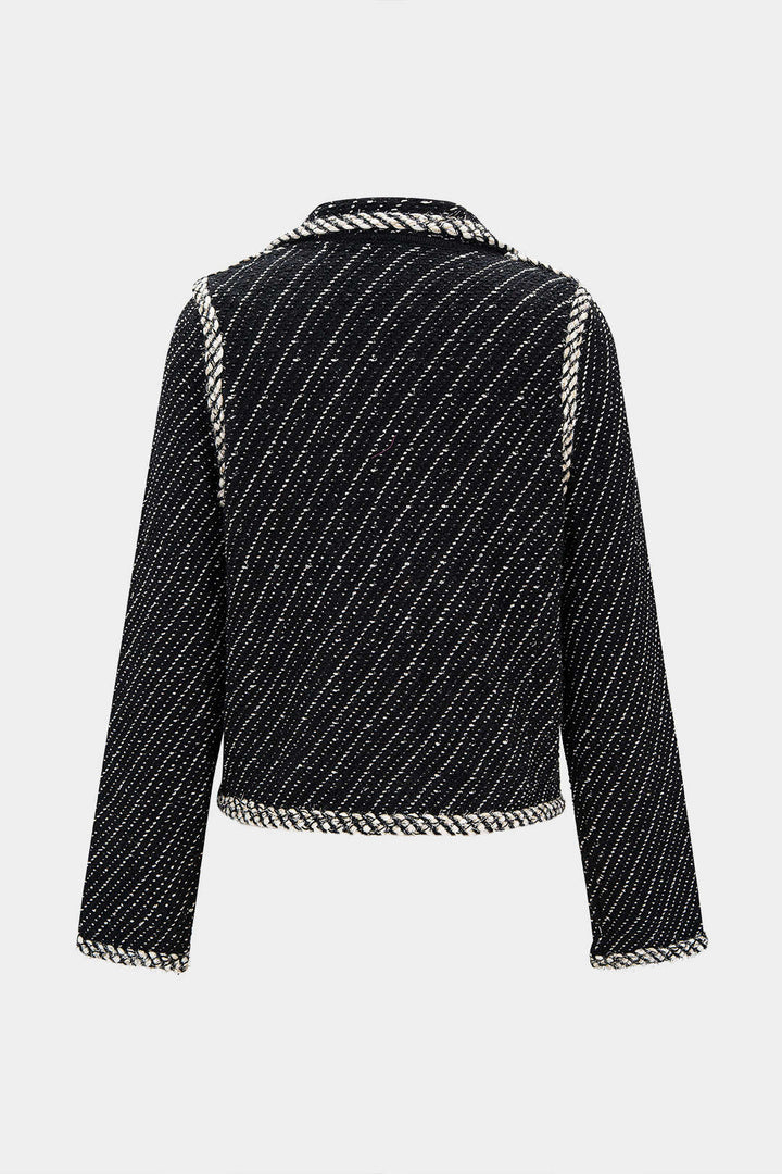Knit Contrast Metallic Button Lapel Outerwear
