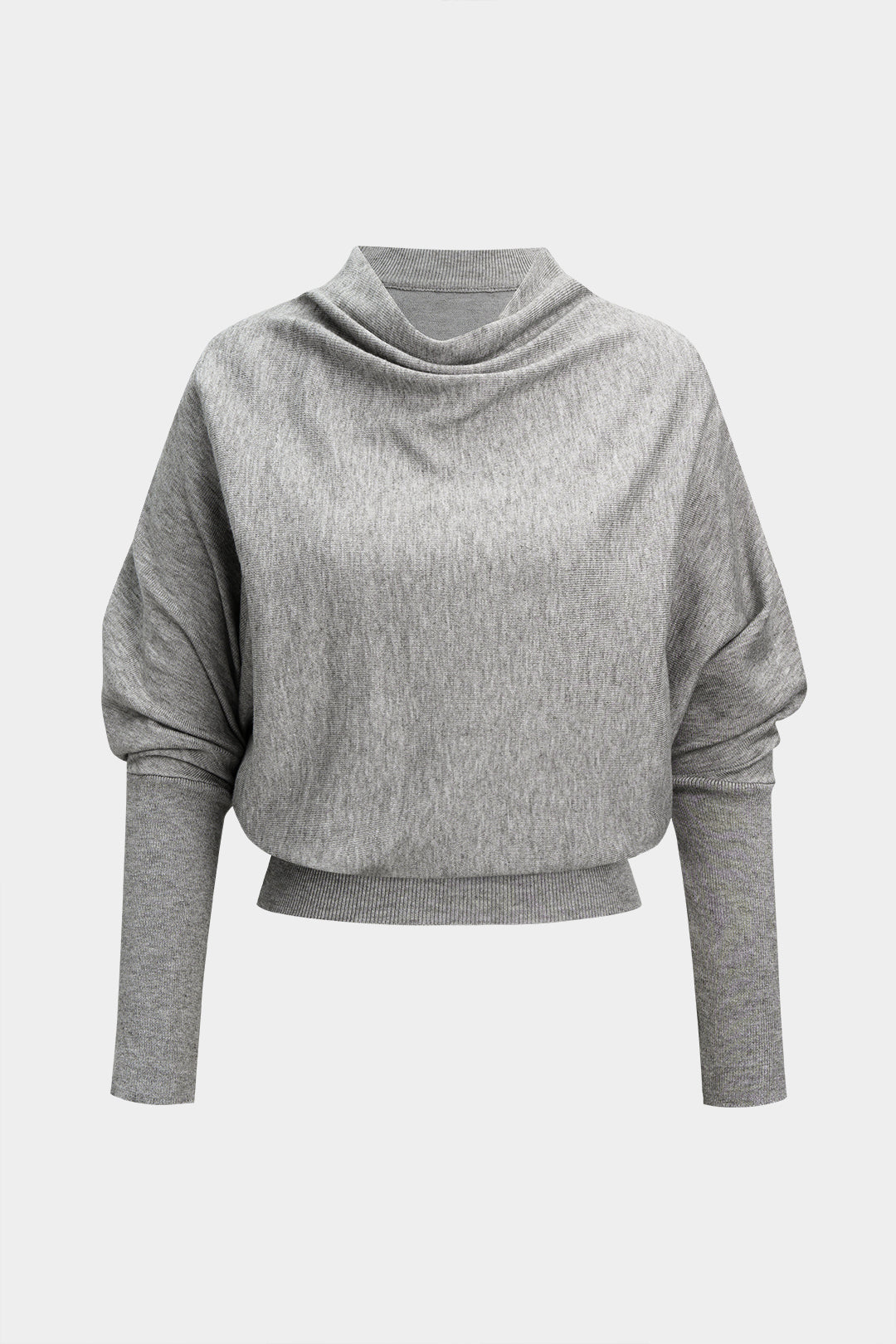 Knit Mock Neck Batwing Long-Sleeve Top