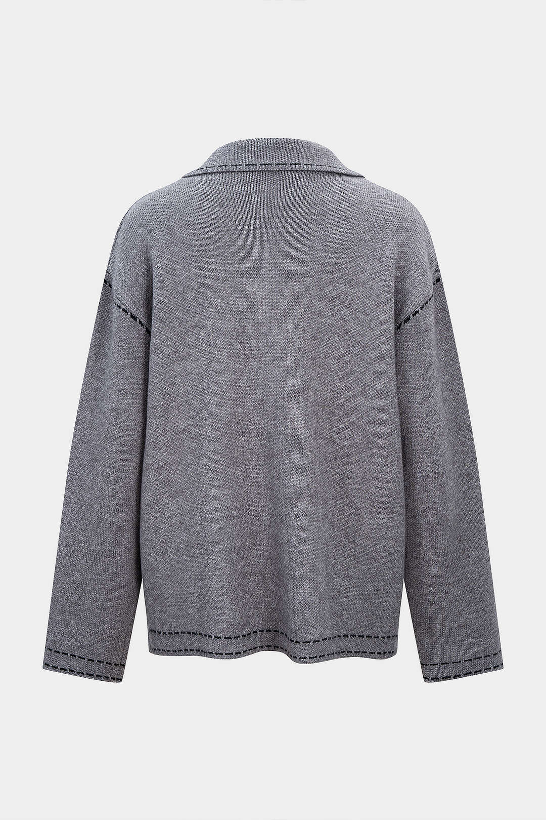 Knit Contrast Line Lapel Cardigan