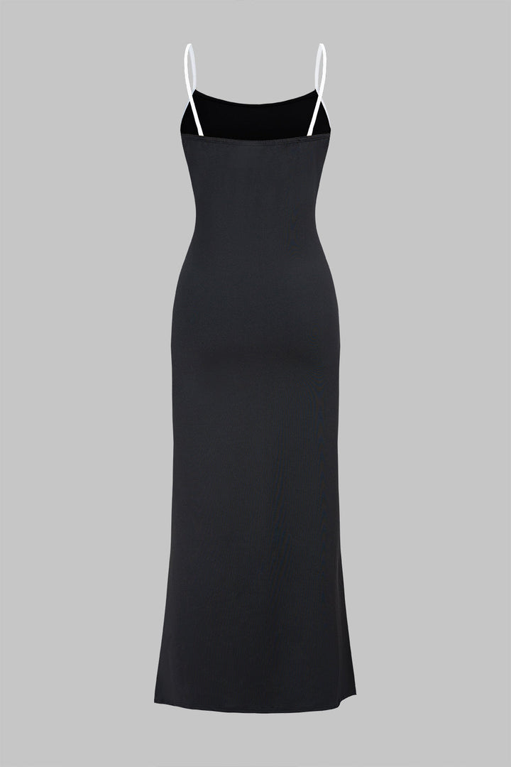 Contrast Binding Slip Bodycon Sleeveless Maxi Dress