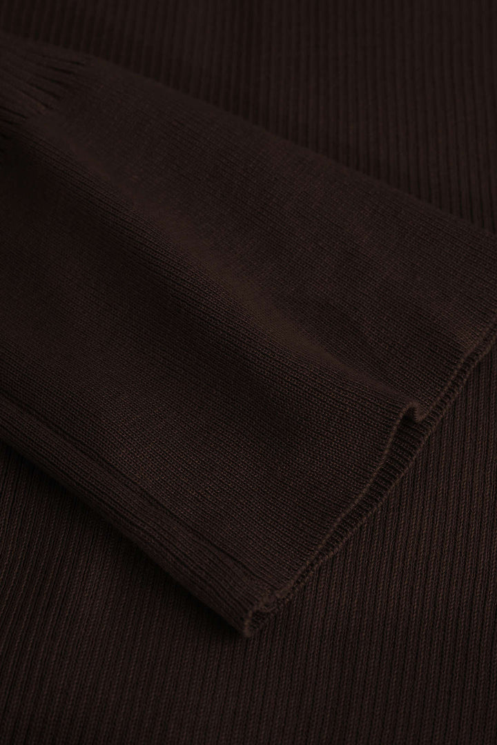Shell Sleeve Ribbed Buttons Down Maxi Dress Mesh