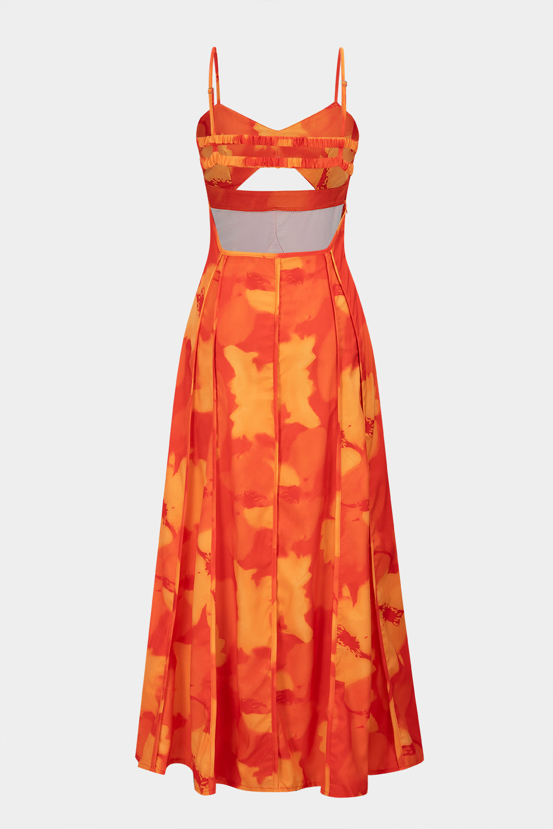 Floral Print V-Neck Cut Out Backless Sleeveless Maxi Dress