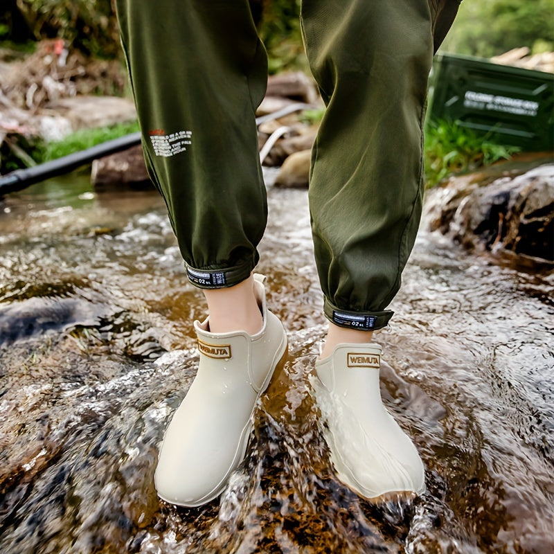 Amandine™ | Waterproof rubber lug-sole ankle rain boots