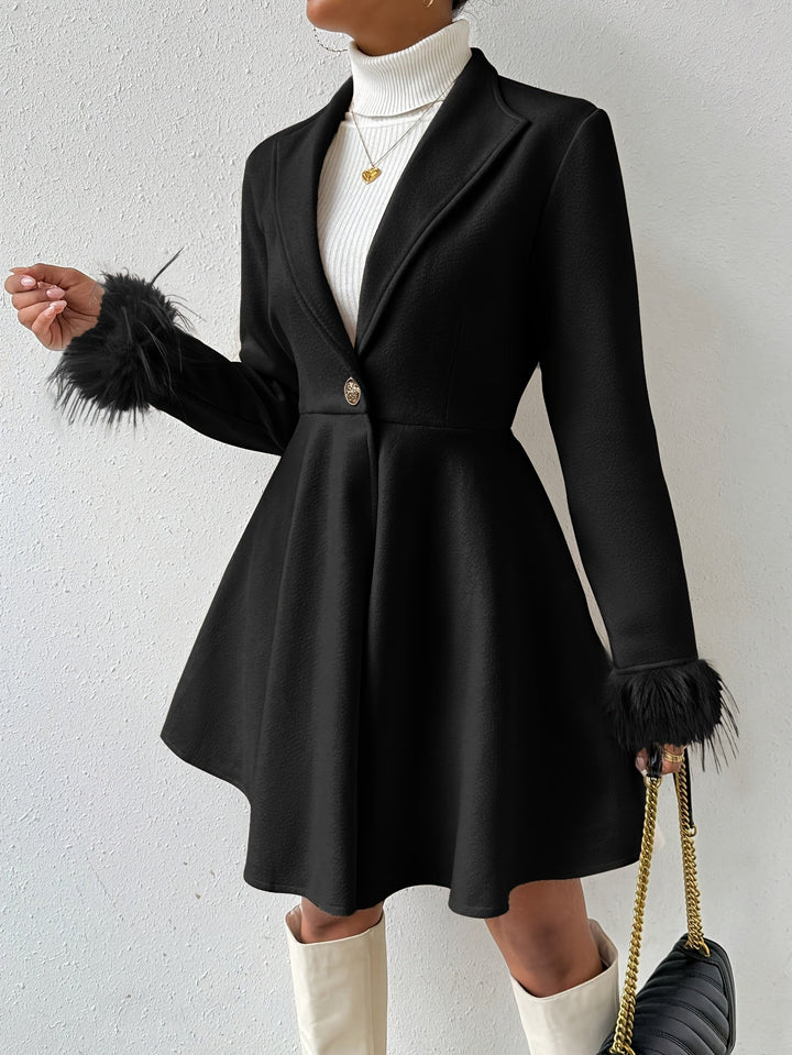 Stéphanie™ | Faux-Fur Cuff Fit-and-Flare Coat