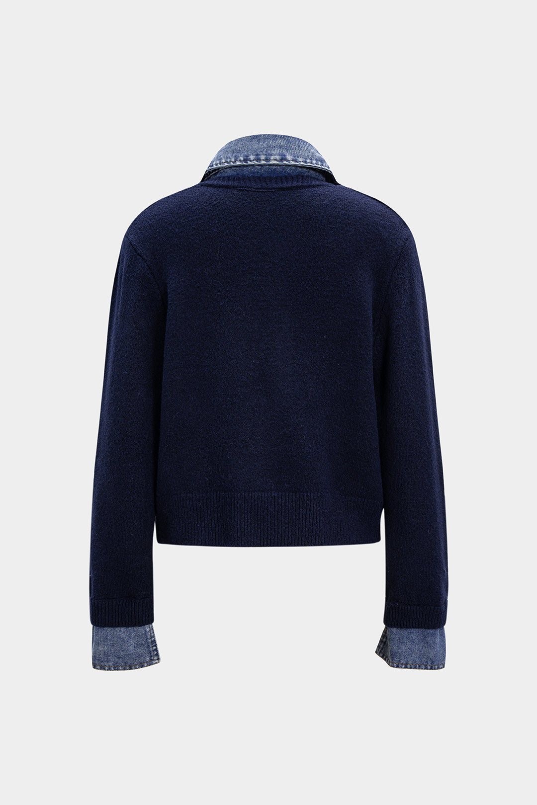Knit Denim Patchwork Cardigan