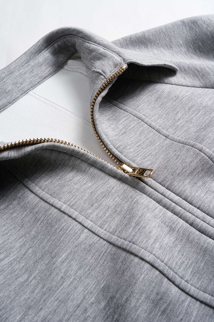 Lapel Zipper Long Sleeve Maxi Dress
