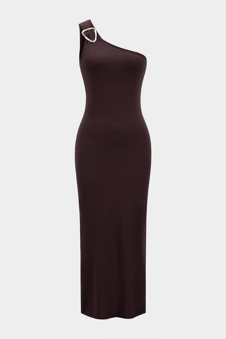 One Shoulder Asymmetrical Sleeveless Maxi Dress