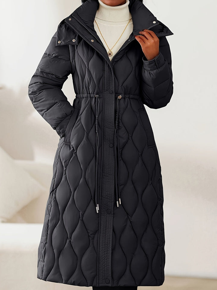 Lila™ | Quilted Drawstring Longline Puffer Coat