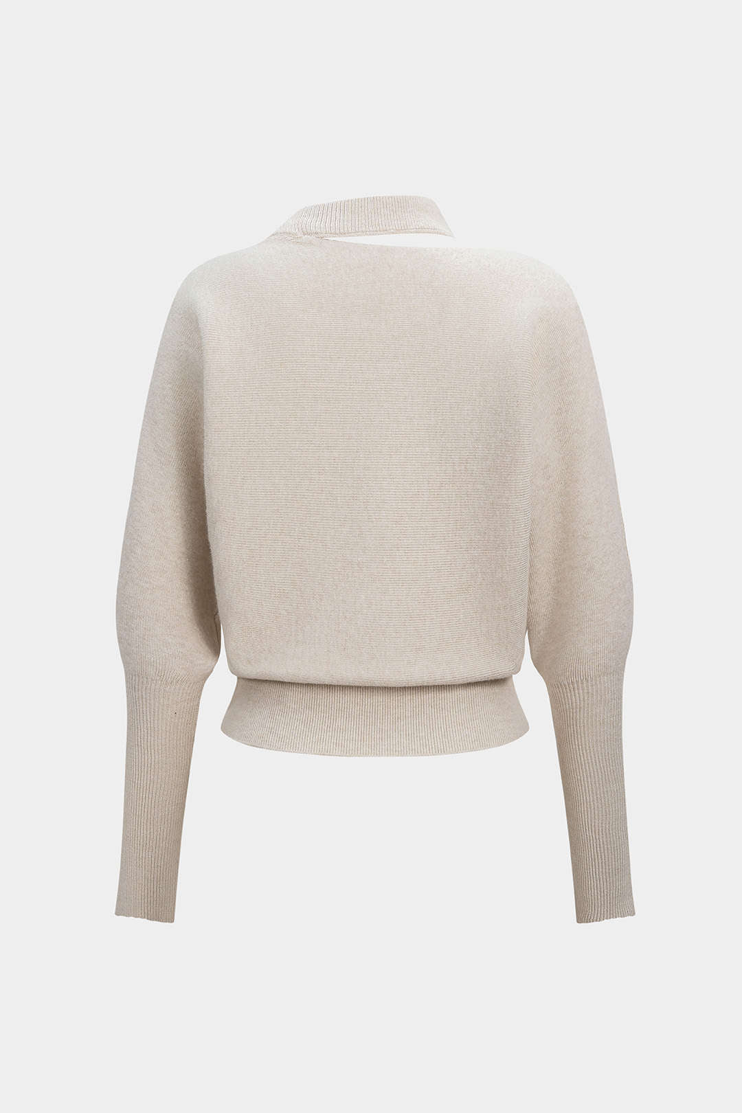 Knit Cut Out Asymmetrical Long-Sleeve Top