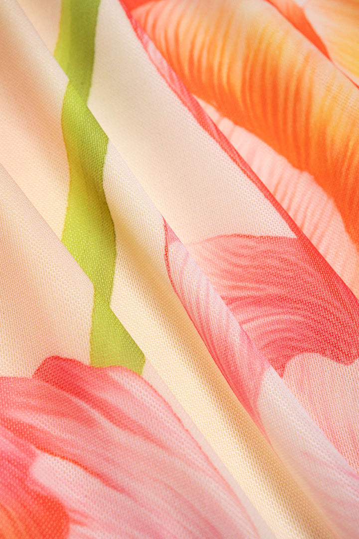 Ombre Floral Print Mesh Slip Sleeveless Maxi Dress