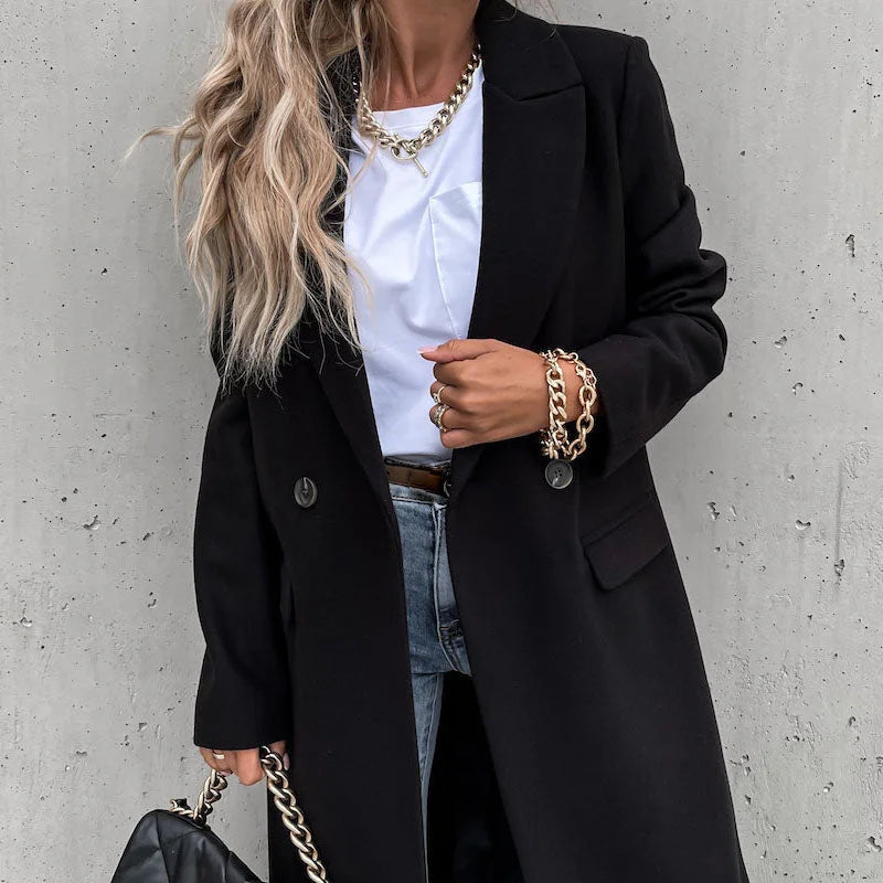 Margot™ | Double-Breasted Longline Tailored Coat