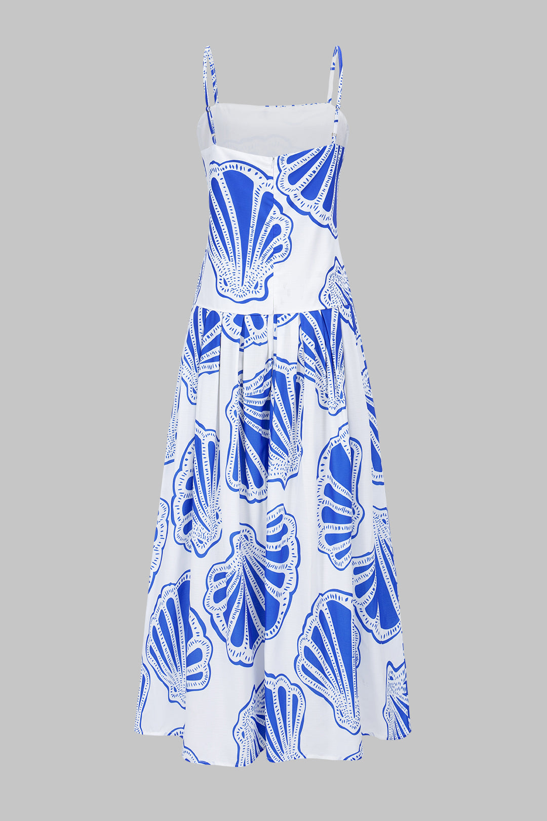 Shell Print Pleated Sleeveless Maxi Dress