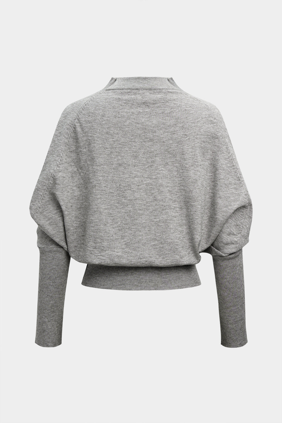 Knit Mock Neck Batwing Long-Sleeve Top