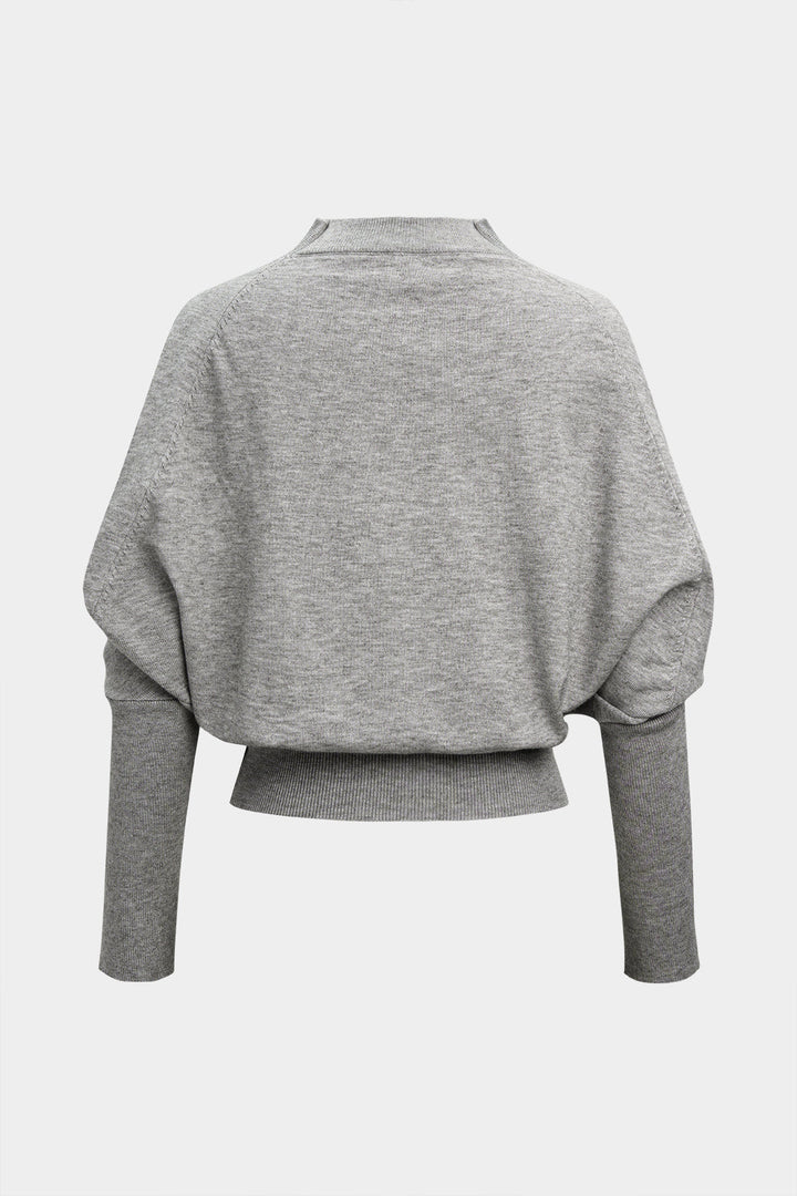 Knit Mock Neck Batwing Long-Sleeve Top