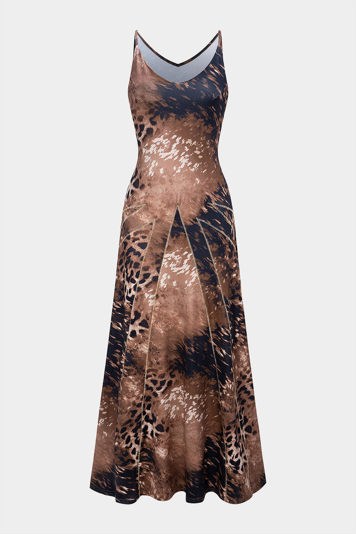 Leopard Print Sleeveless Maxi Dress