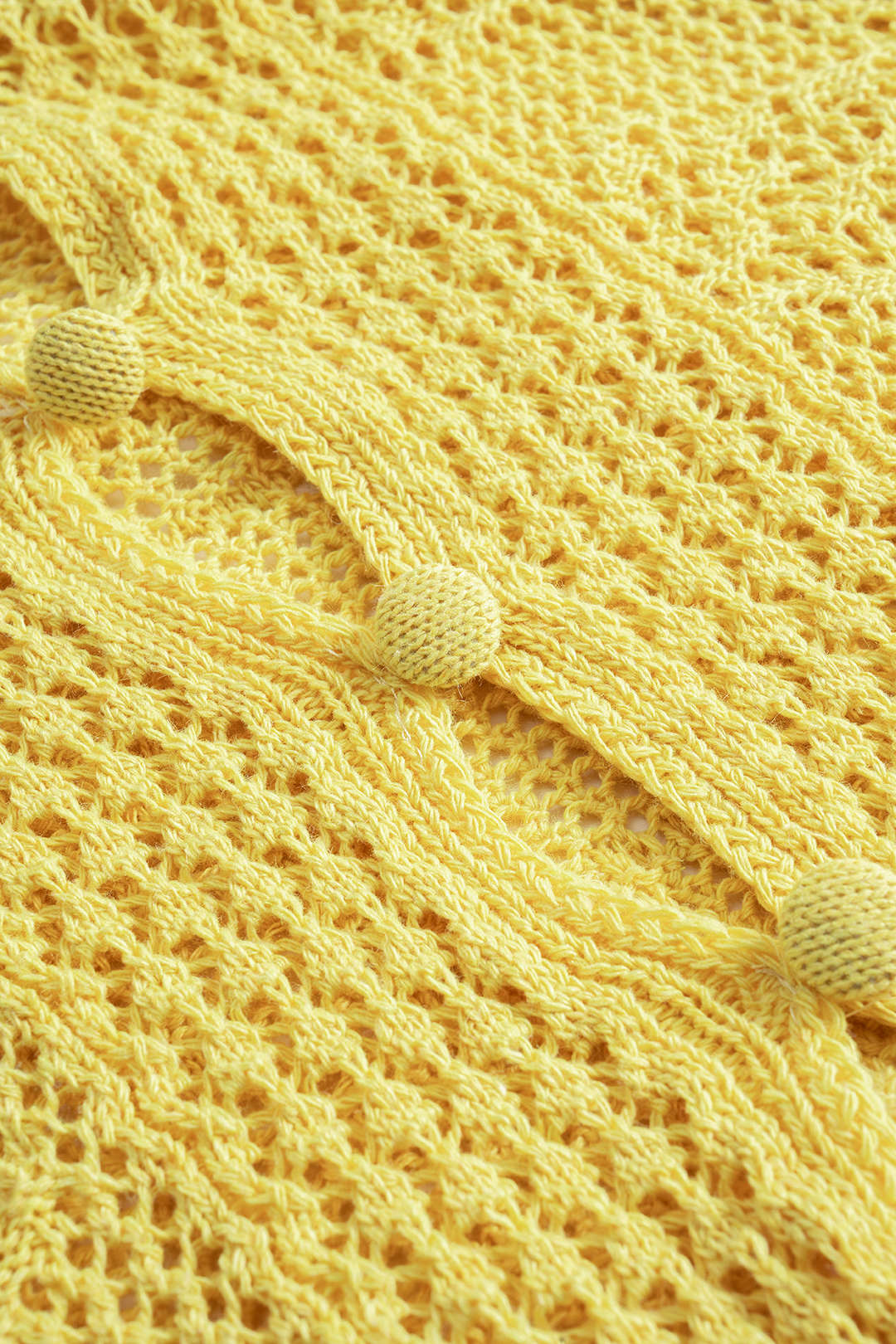 Knit Hollow Out Button Short-Sleeve Top