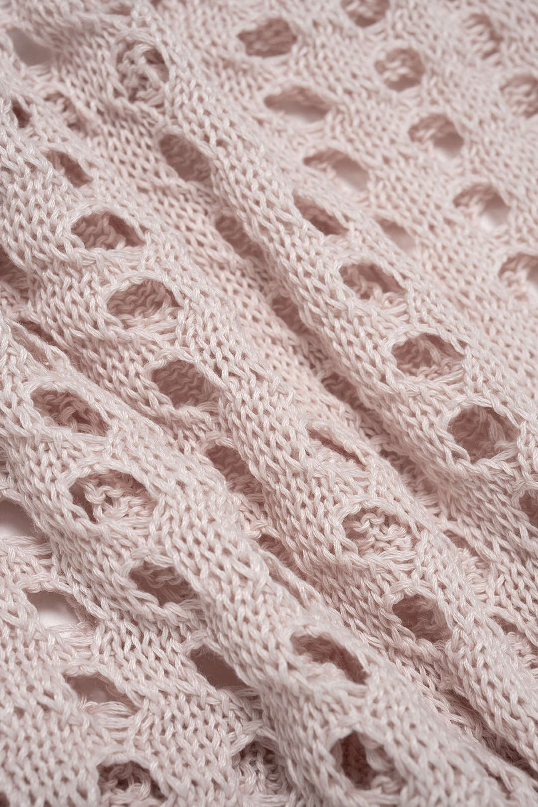 Knit Round Neck Hollow Out Long-Sleeve Cropped Top