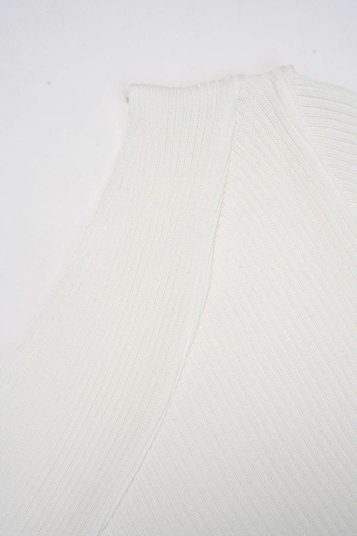 Knit Solid One Shoulder Short-Sleeve Top