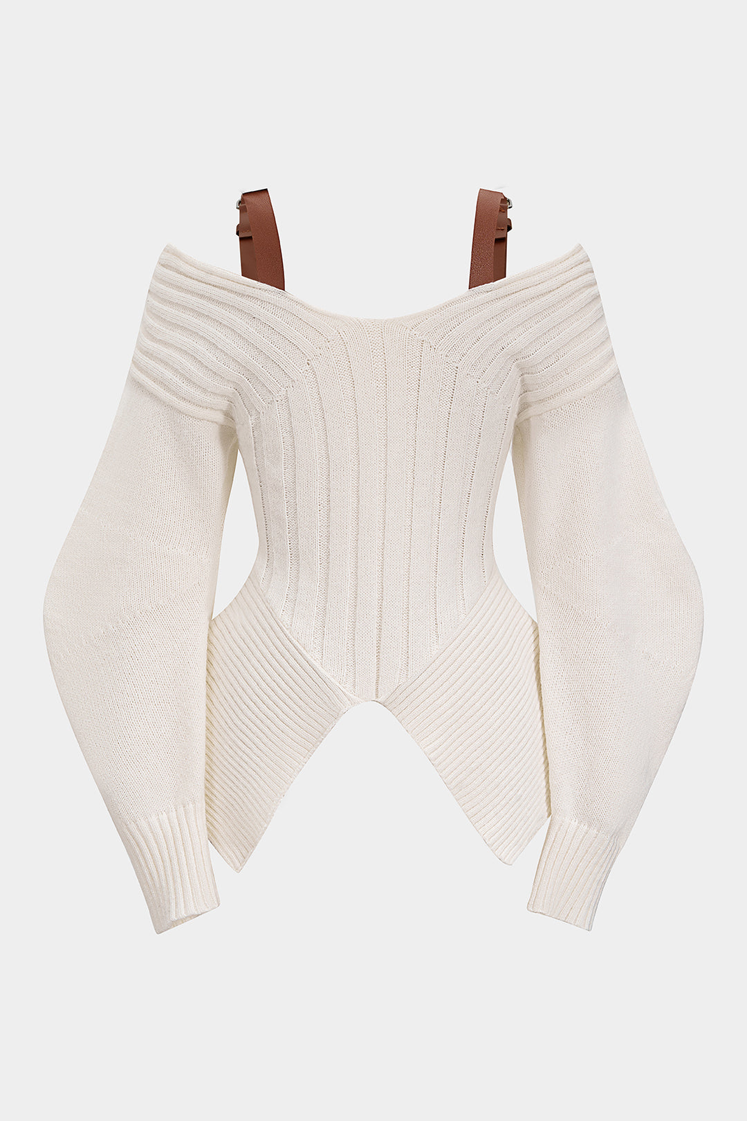 Knit Patchwork Cut Out Long-Sleeve Top