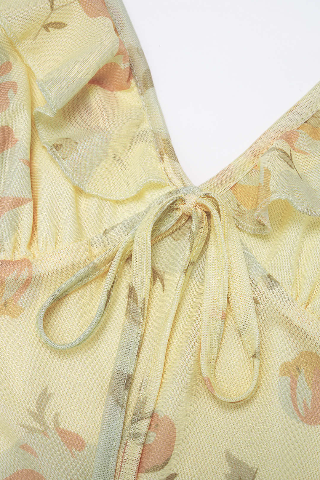 Floral Print V-Neck Tie-Up Ruffle Sleeveless Maxi Dress