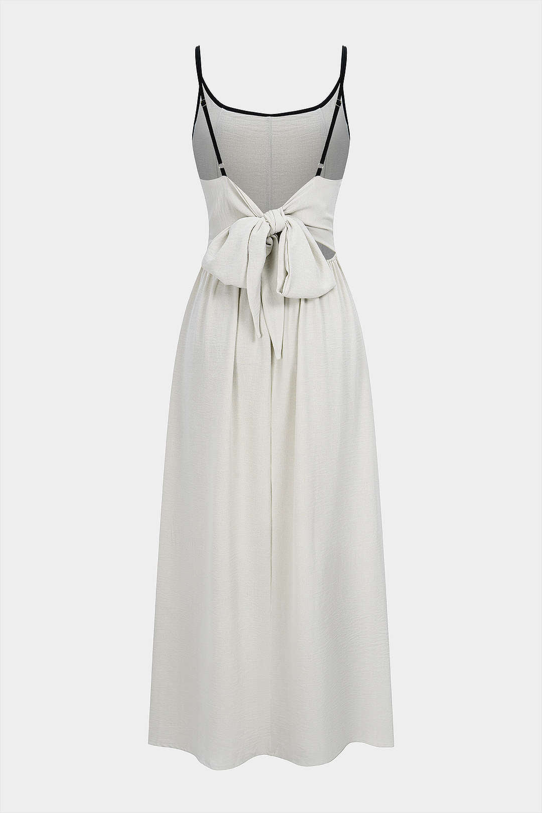 Contrast Tie-Back Backless Slip Sleeveless Maxi Dress