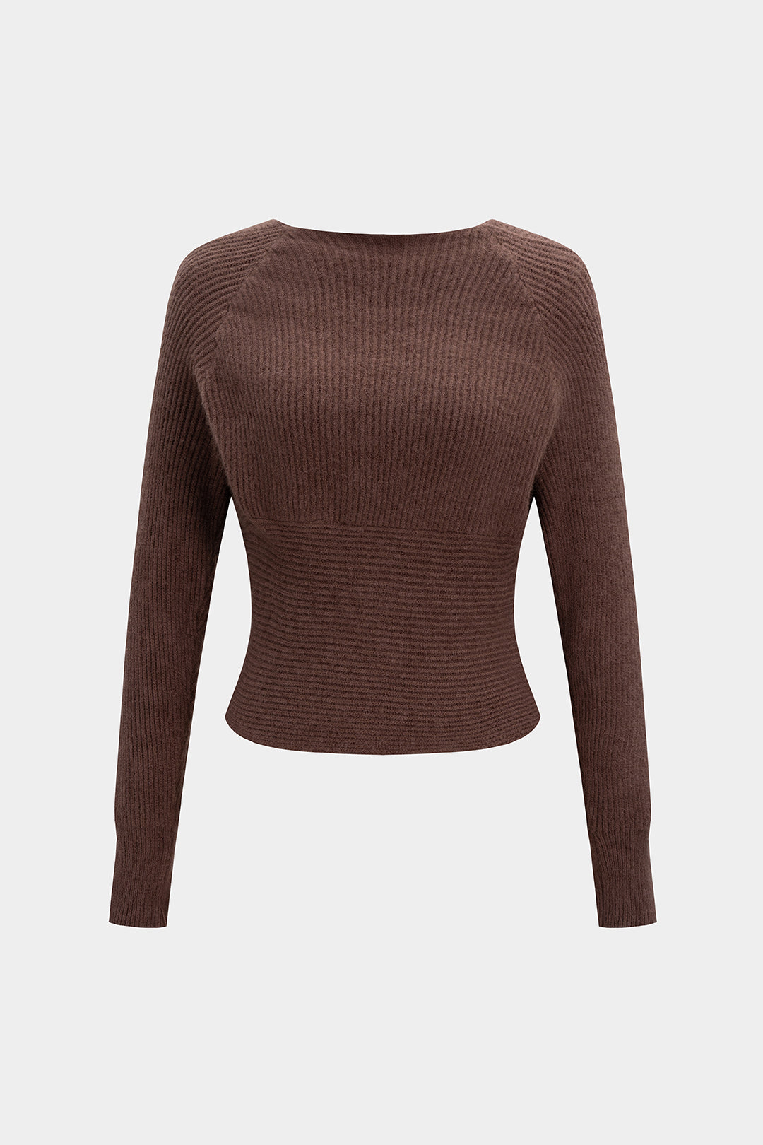 Knit Crossed V-Neck Long-Sleeve Top