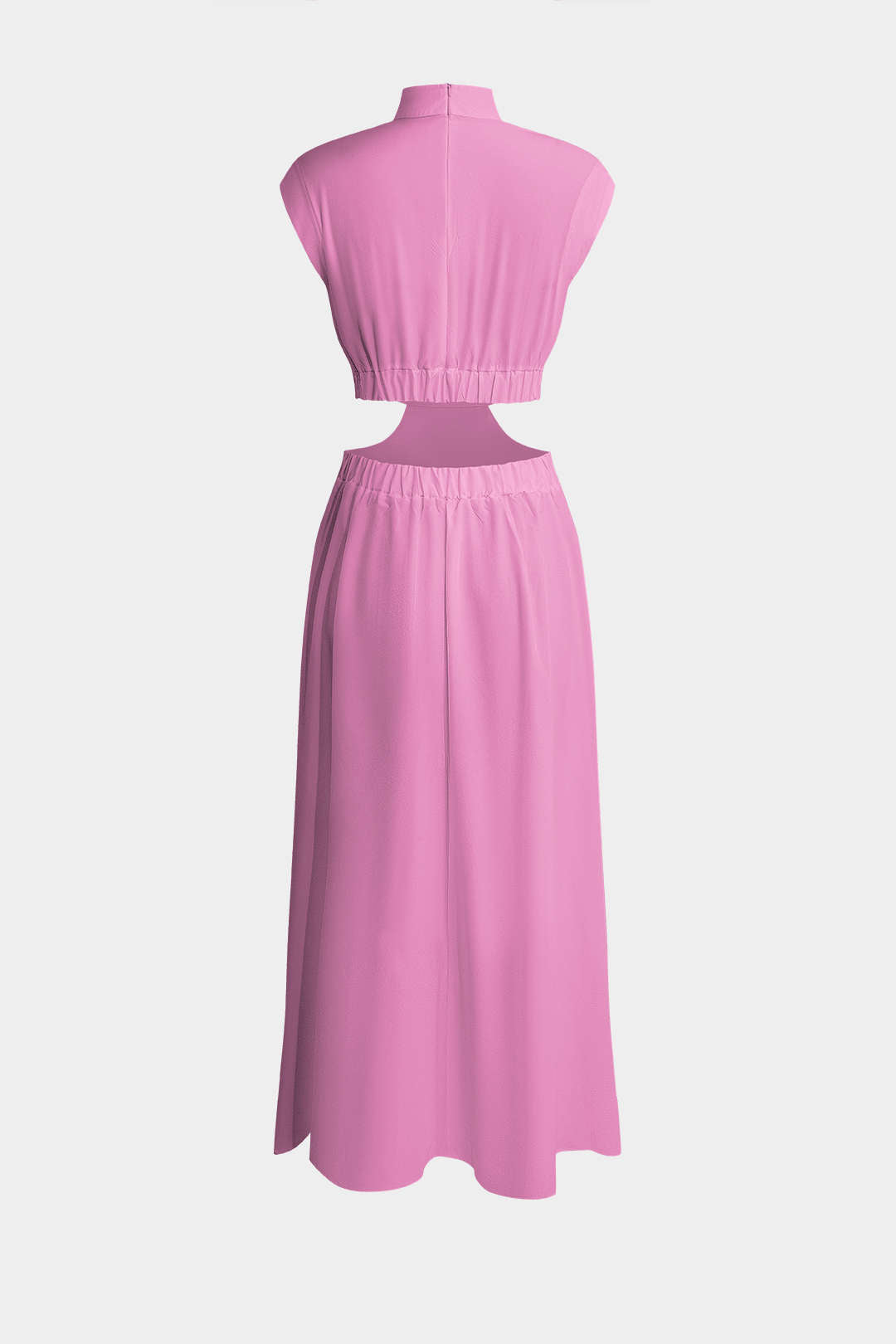 Mock Neck Cut Out Ruched Maxi Dress