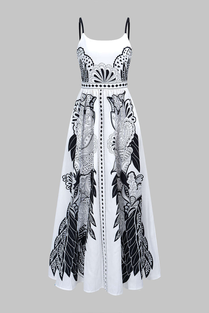 Contrast Floral Print Slip Sleeveless Maxi Dress