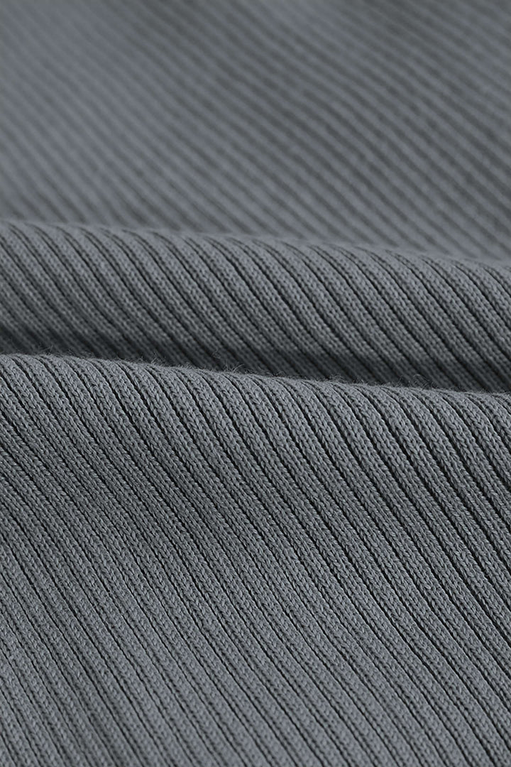 Shell Sleeve Ribbed Buttons Down Maxi Dress Mesh