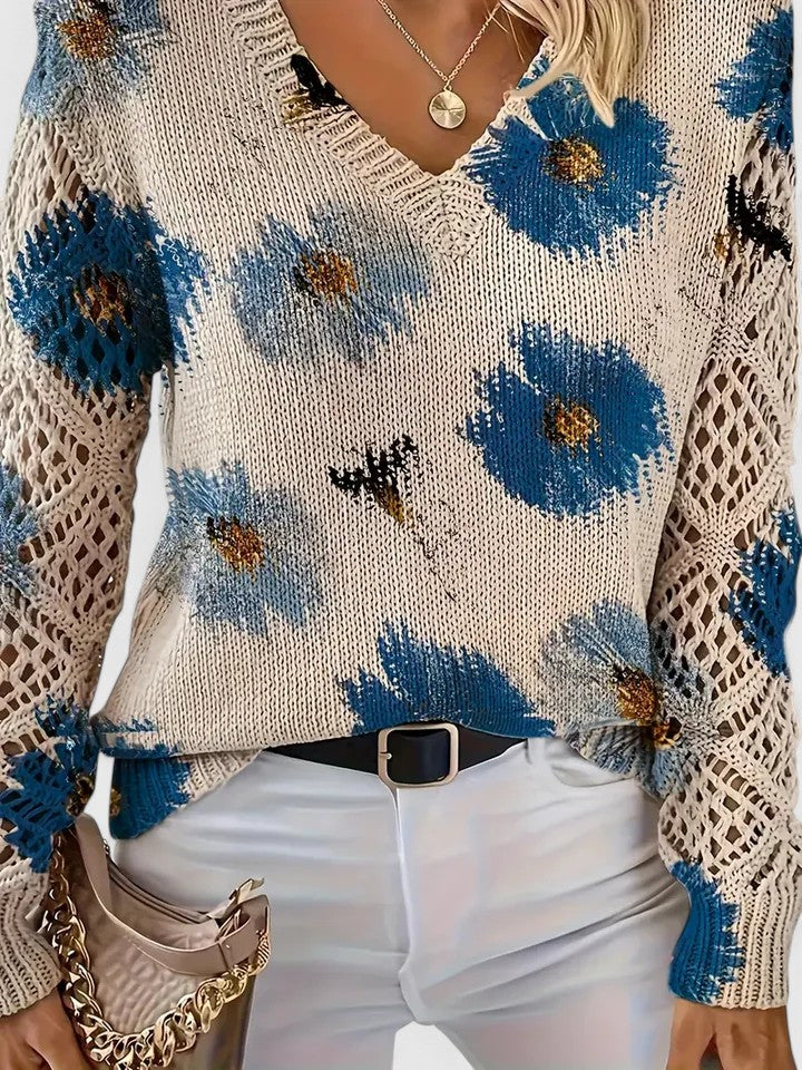 Tristana™ | Elegant Floral Cotton Sweater